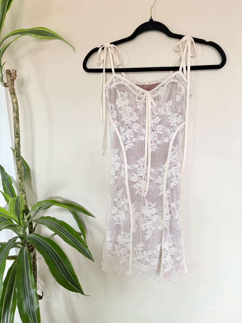 Cider White Sheer Lace Midi Slip Dress